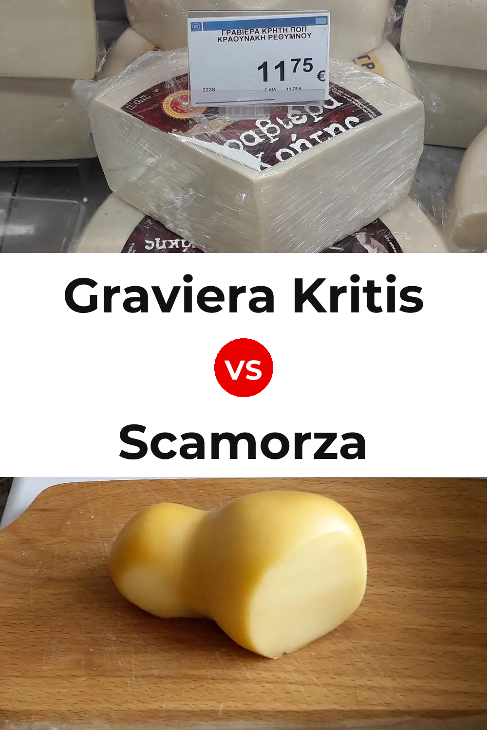 Graviera Kritis Cheese vs Scamorza Cheese Pinterest comparison