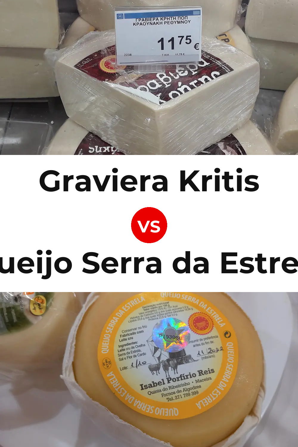 Graviera Kritis Cheese vs Queijo Serra da Estrela Pinterest comparison