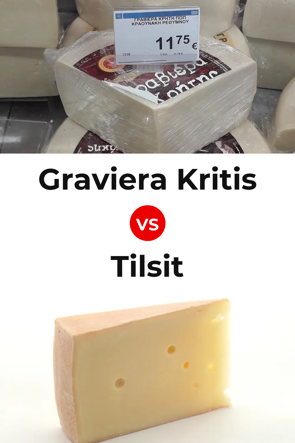 Graviera Kritis Cheese vs Tilsit Cheese Pinterest comparison