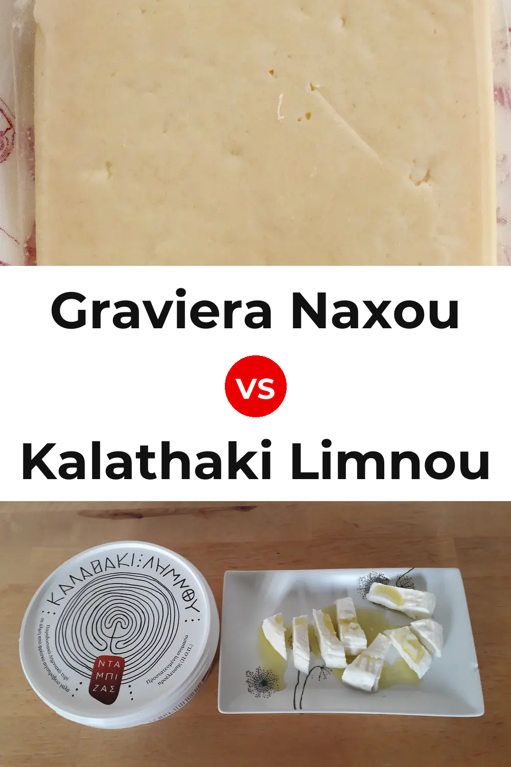 Graviera Naxou Cheese vs Kalathaki Limnou Cheese Pinterest comparison