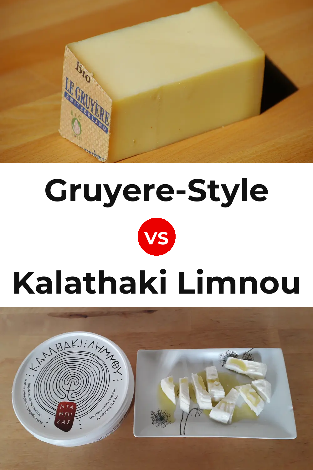 Gruyere-Style Cheese vs Kalathaki Limnou Cheese Pinterest comparison