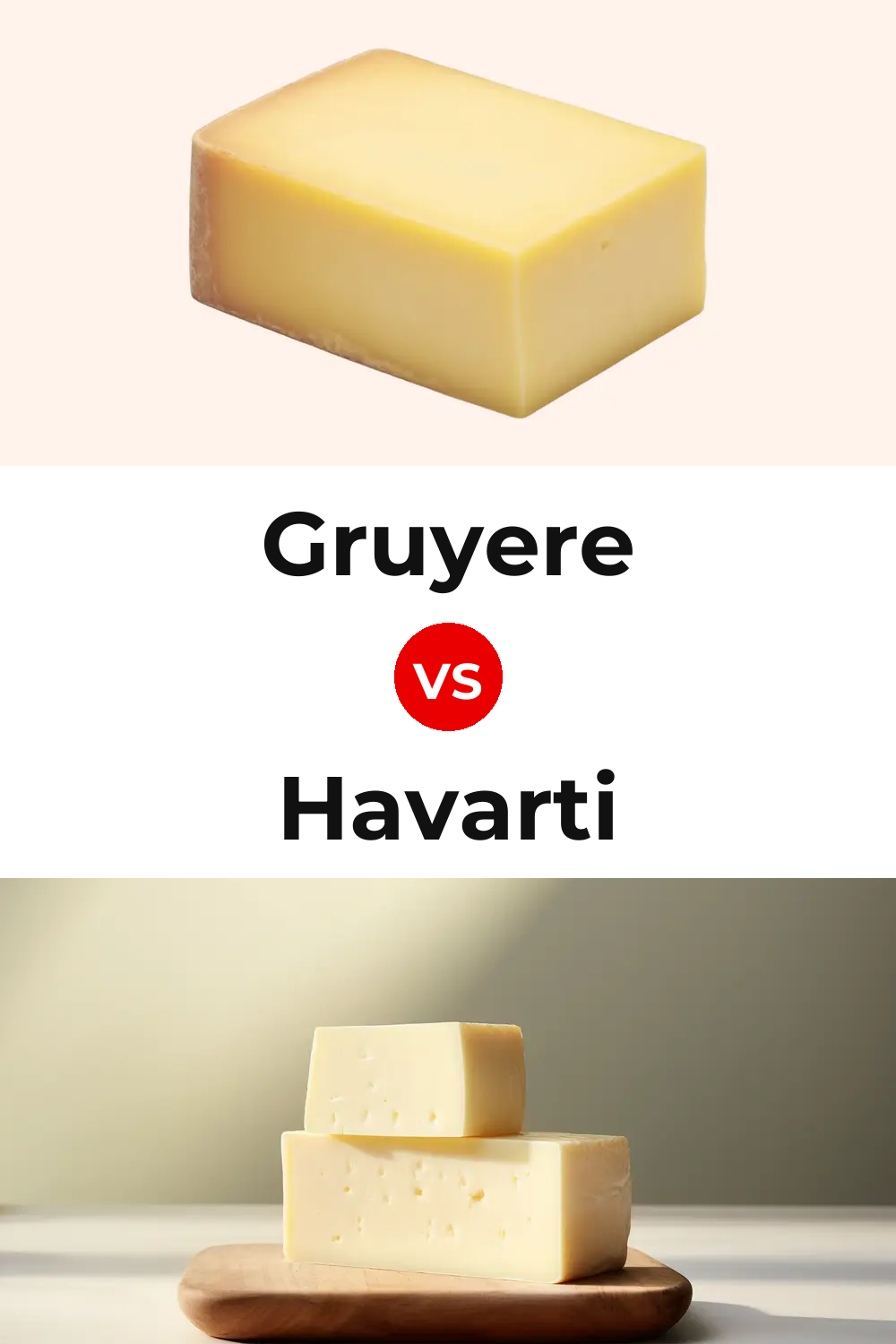 American Gruyere Cheese vs Havarti Cheese Pinterest comparison