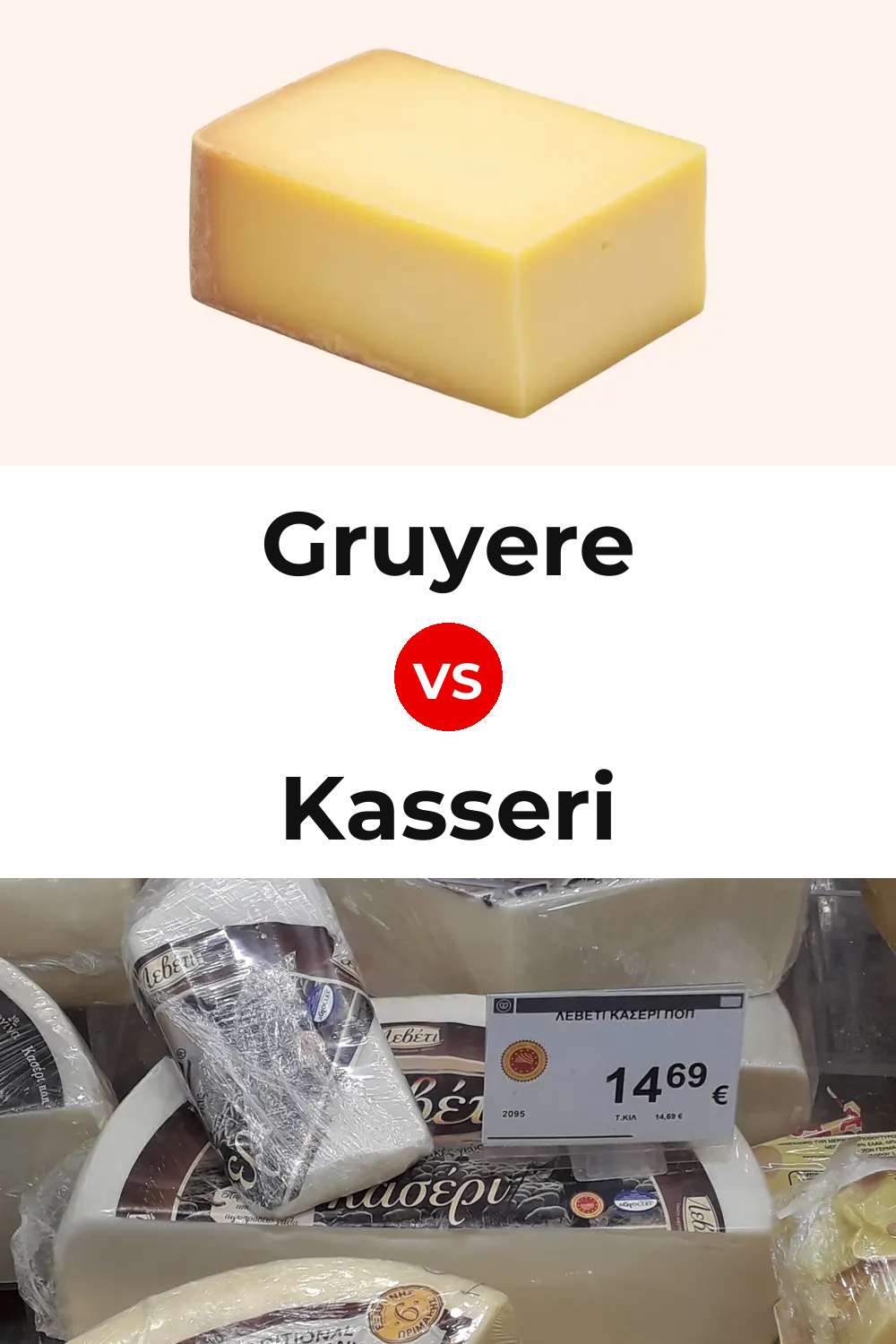 American Gruyere Cheese vs Kasseri Cheese Pinterest comparison