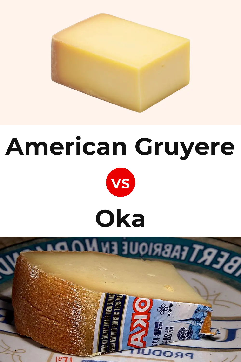American Gruyere Cheese vs Oka Cheese Pinterest comparison