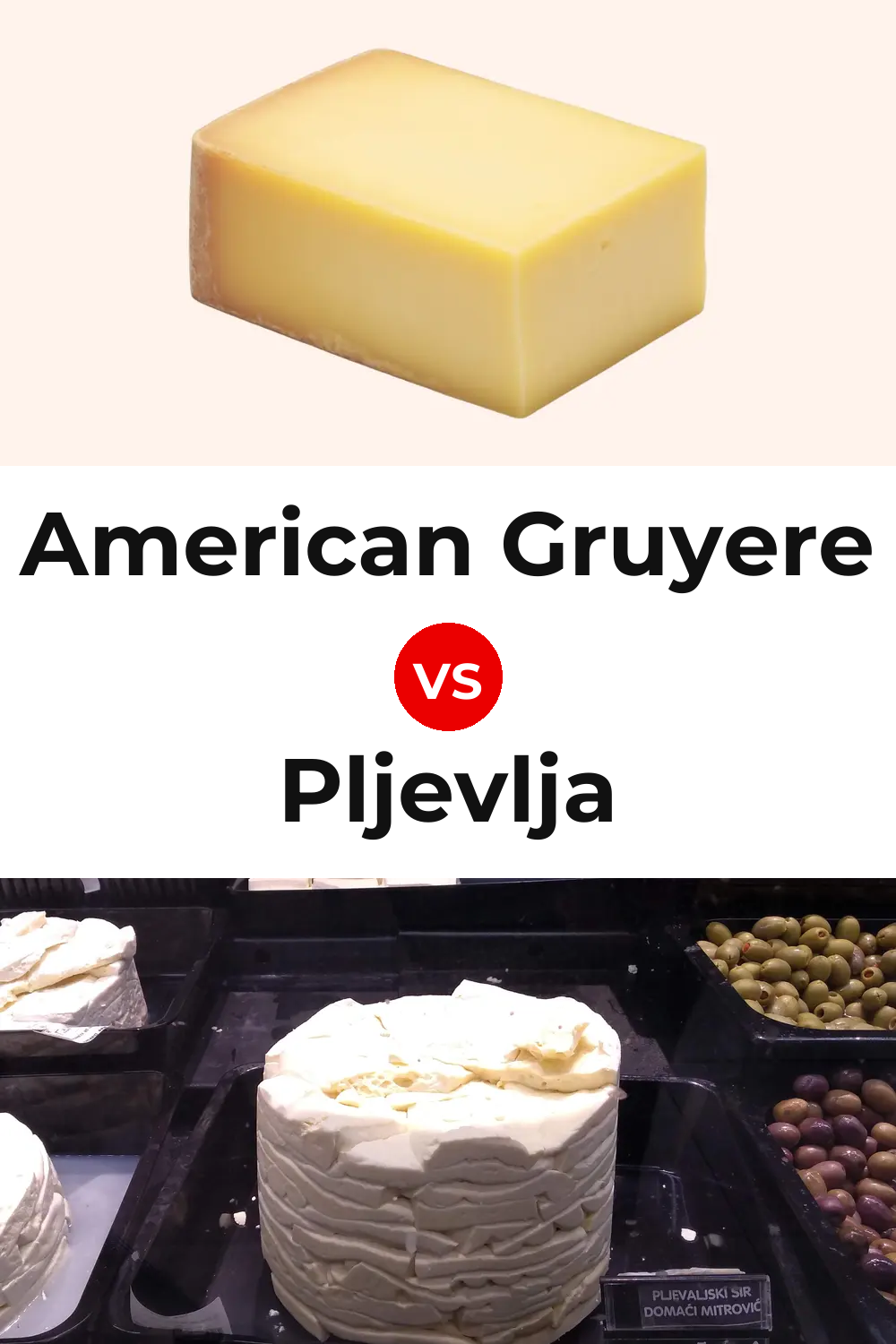 American Gruyere Cheese vs Pljevlja Cheese Pinterest comparison