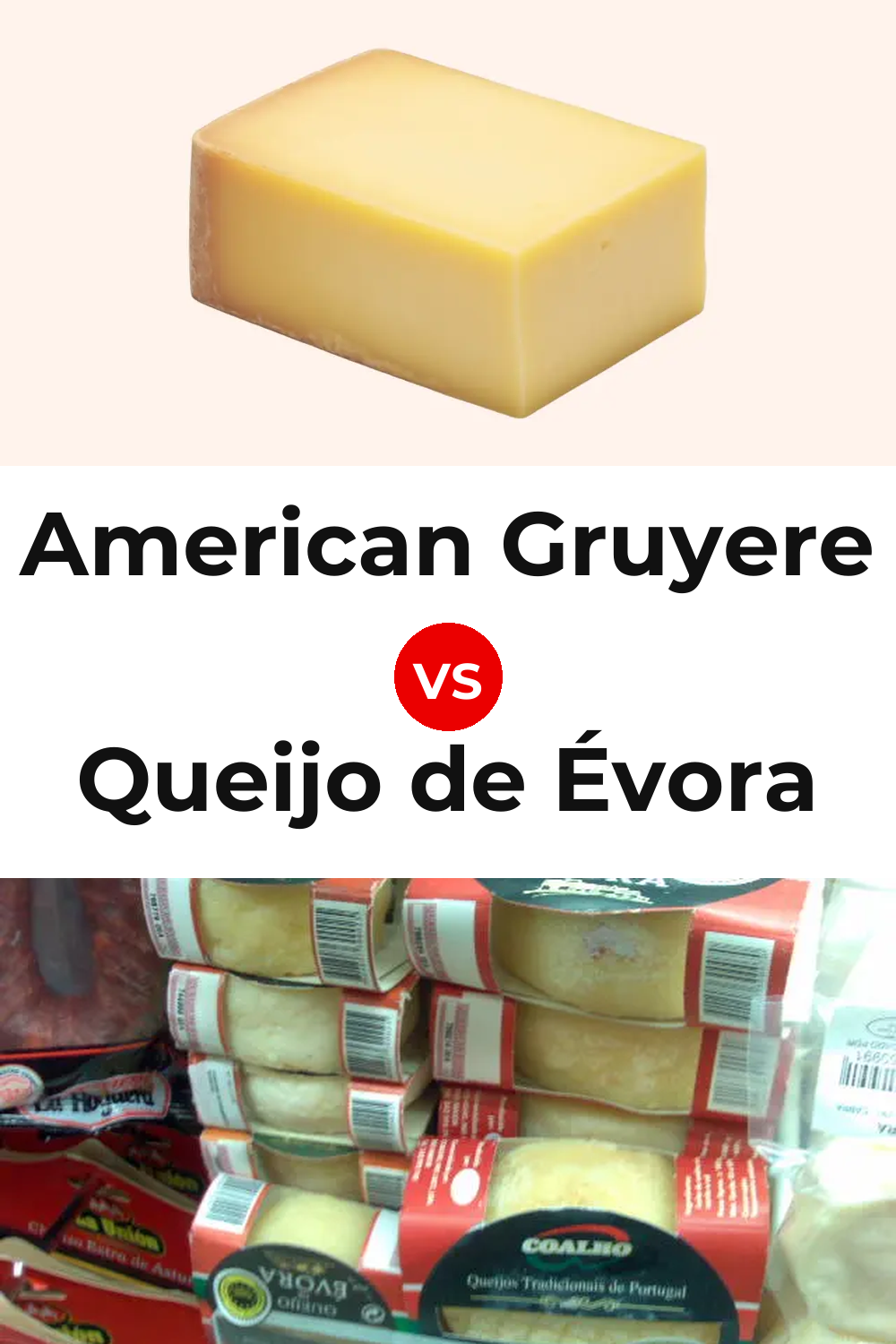 American Gruyere Cheese vs Queijo de Évora Pinterest comparison