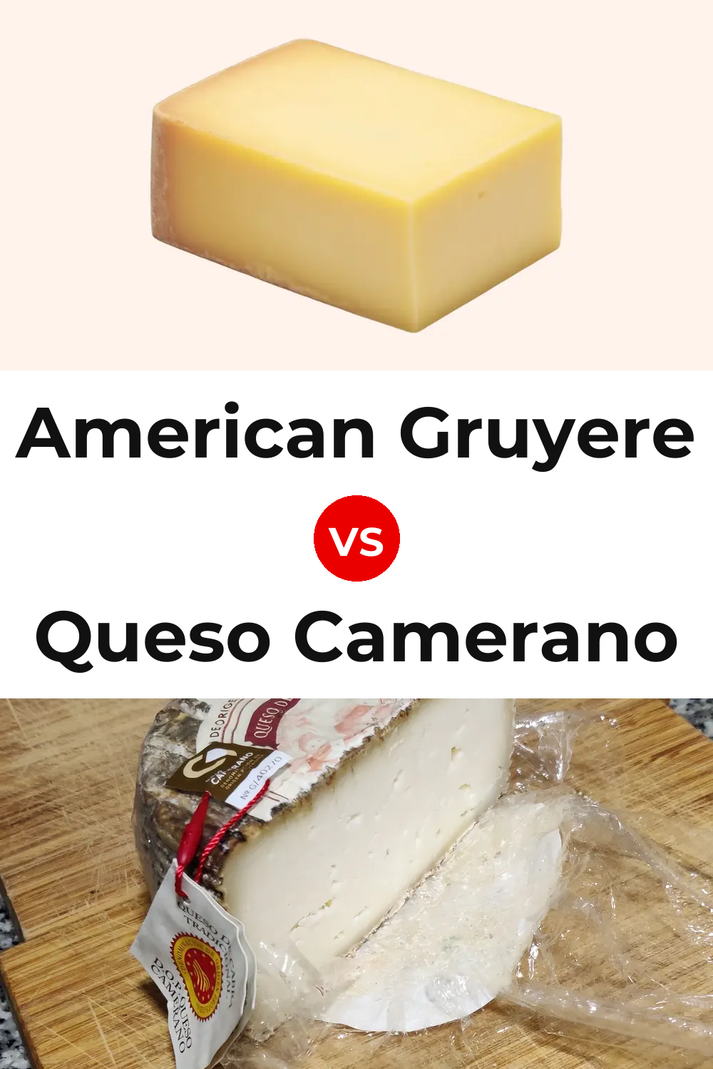 American Gruyere Cheese vs Queso Camerano Pinterest comparison