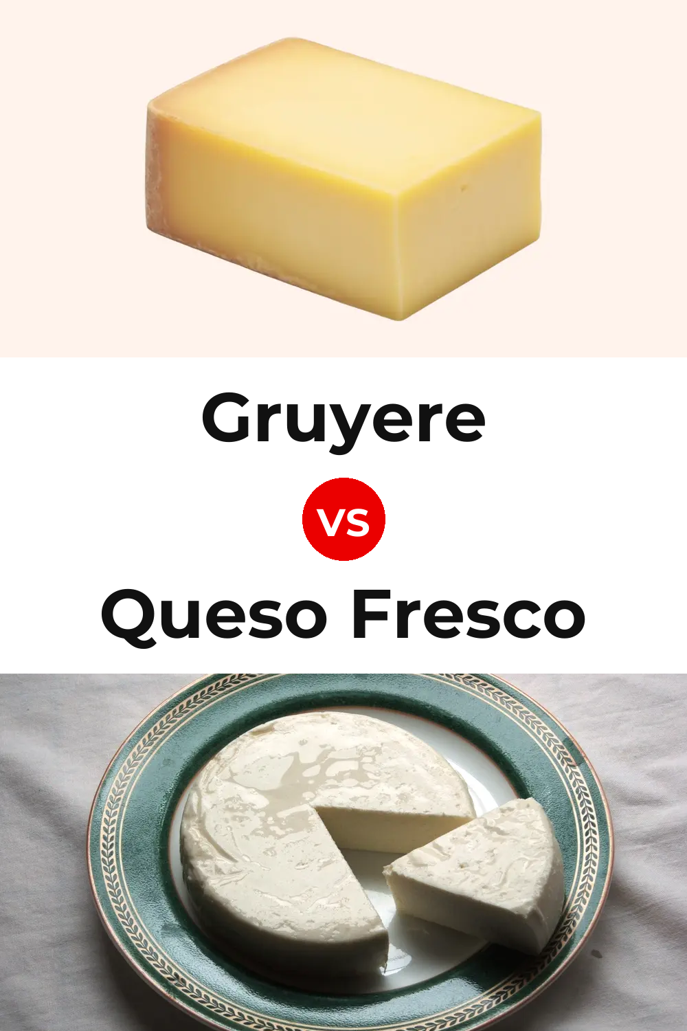American Gruyere Cheese vs Queso Fresco Pinterest comparison