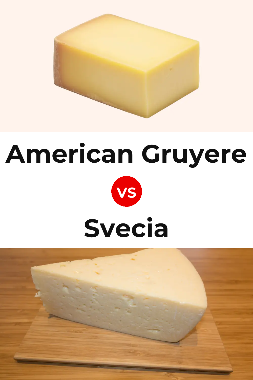 American Gruyere Cheese vs Svecia Cheese Pinterest comparison