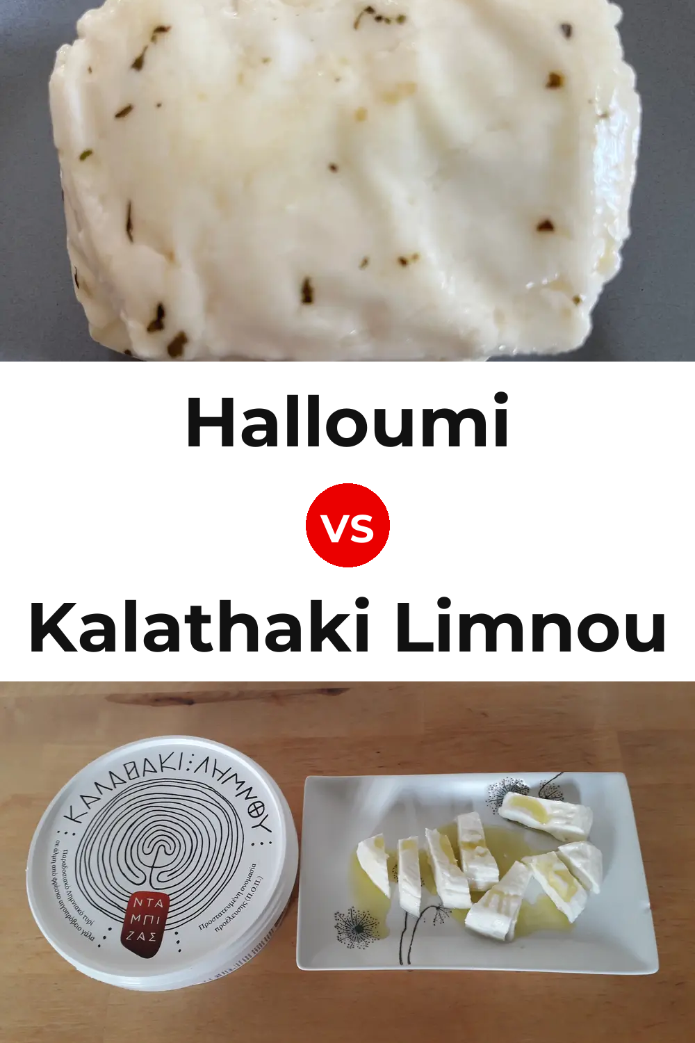 Halloumi Cheese vs Kalathaki Limnou Cheese Pinterest comparison