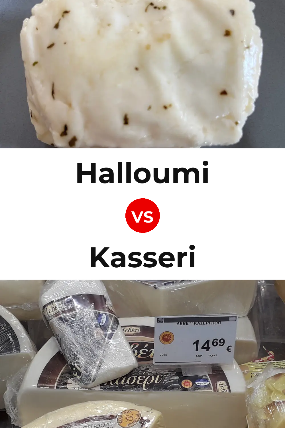 Halloumi Cheese vs Kasseri Cheese Pinterest comparison