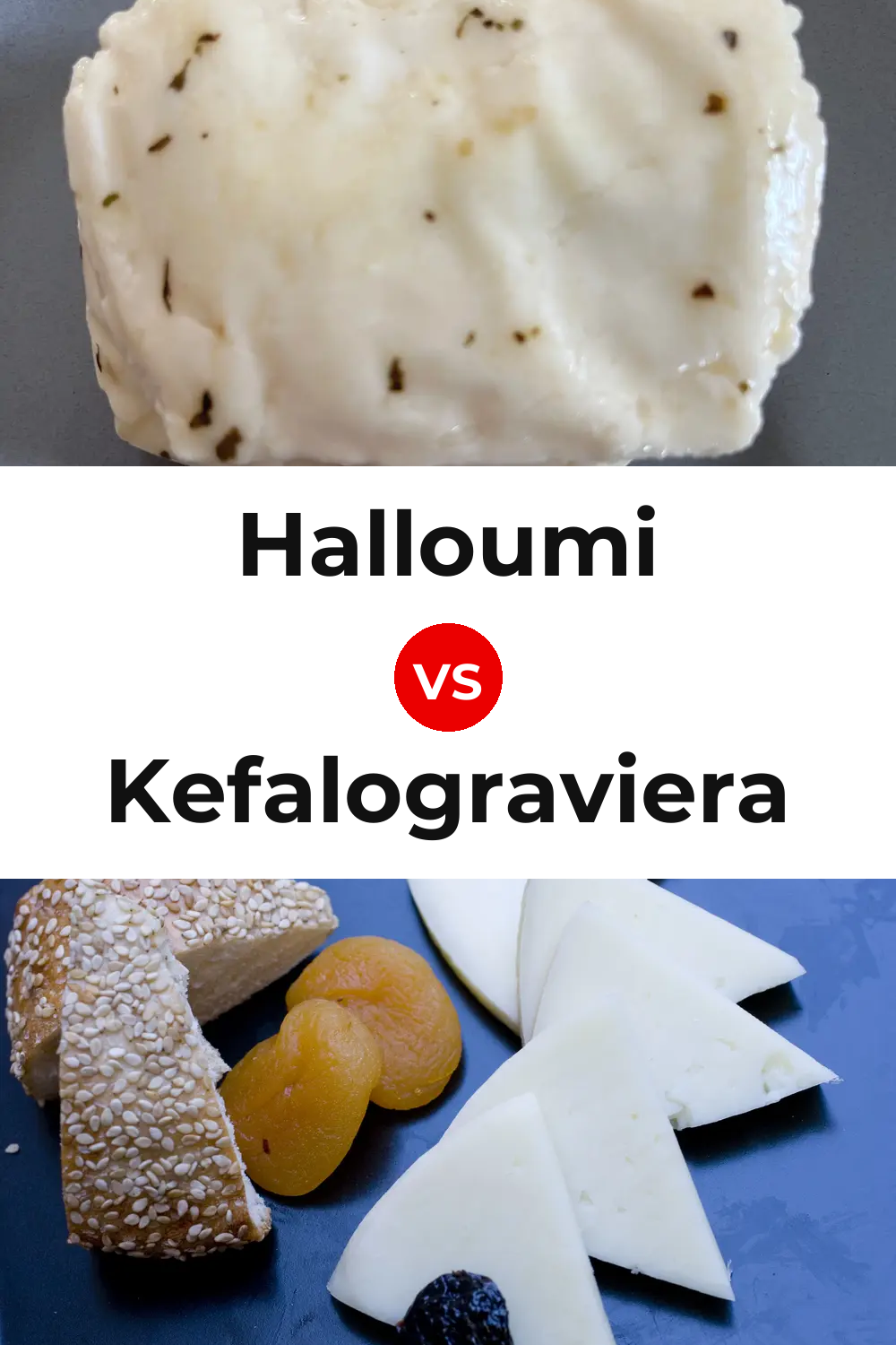 Halloumi Cheese vs Kefalograviera Cheese Pinterest comparison