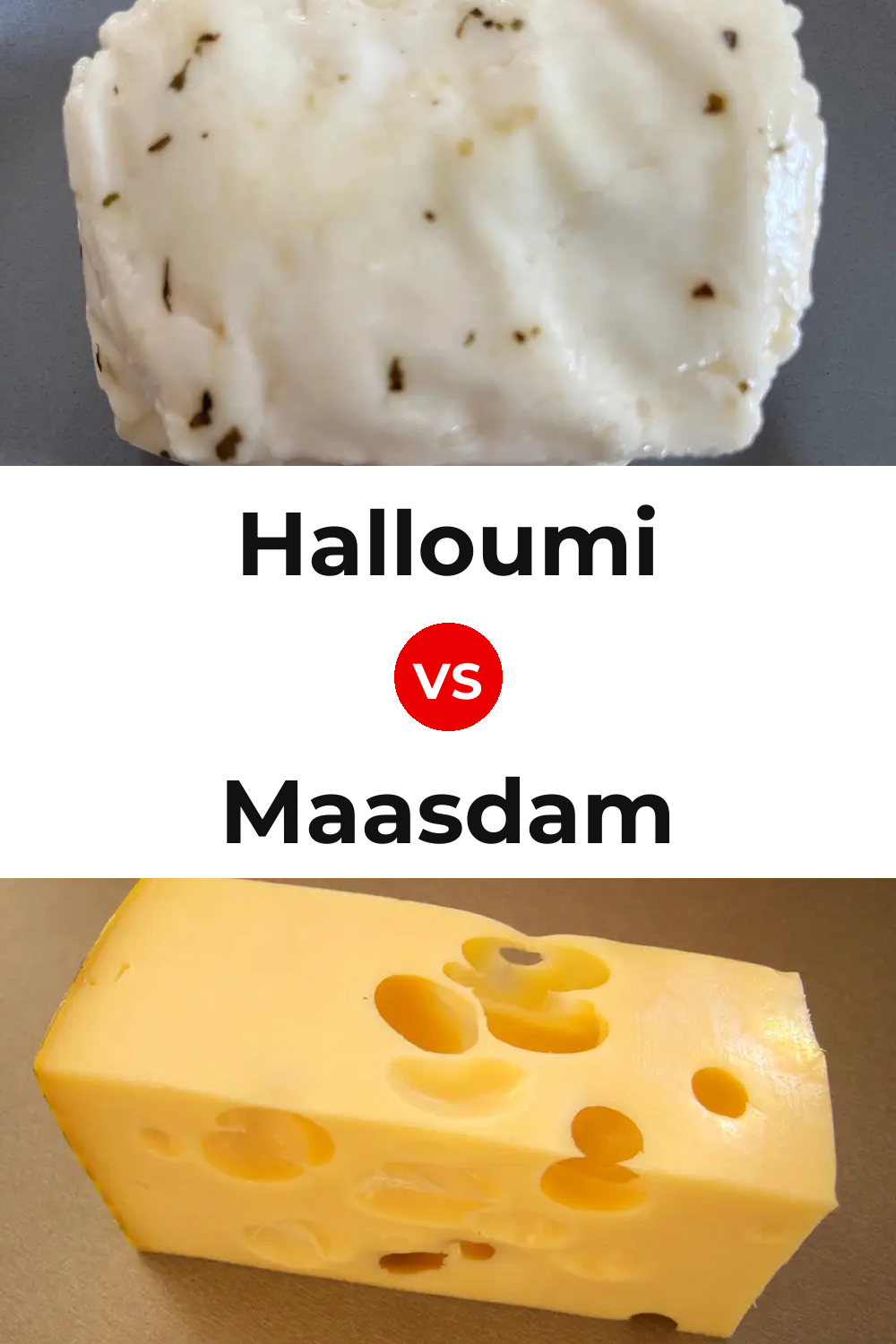 Halloumi Cheese vs Maasdam Cheese Pinterest comparison
