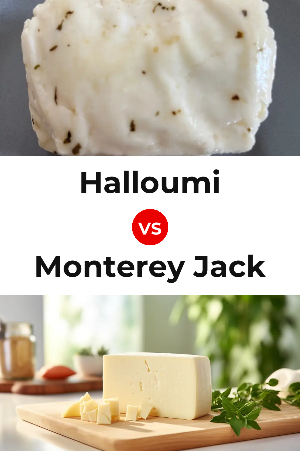 Halloumi Cheese vs Monterey Jack Cheese Pinterest comparison