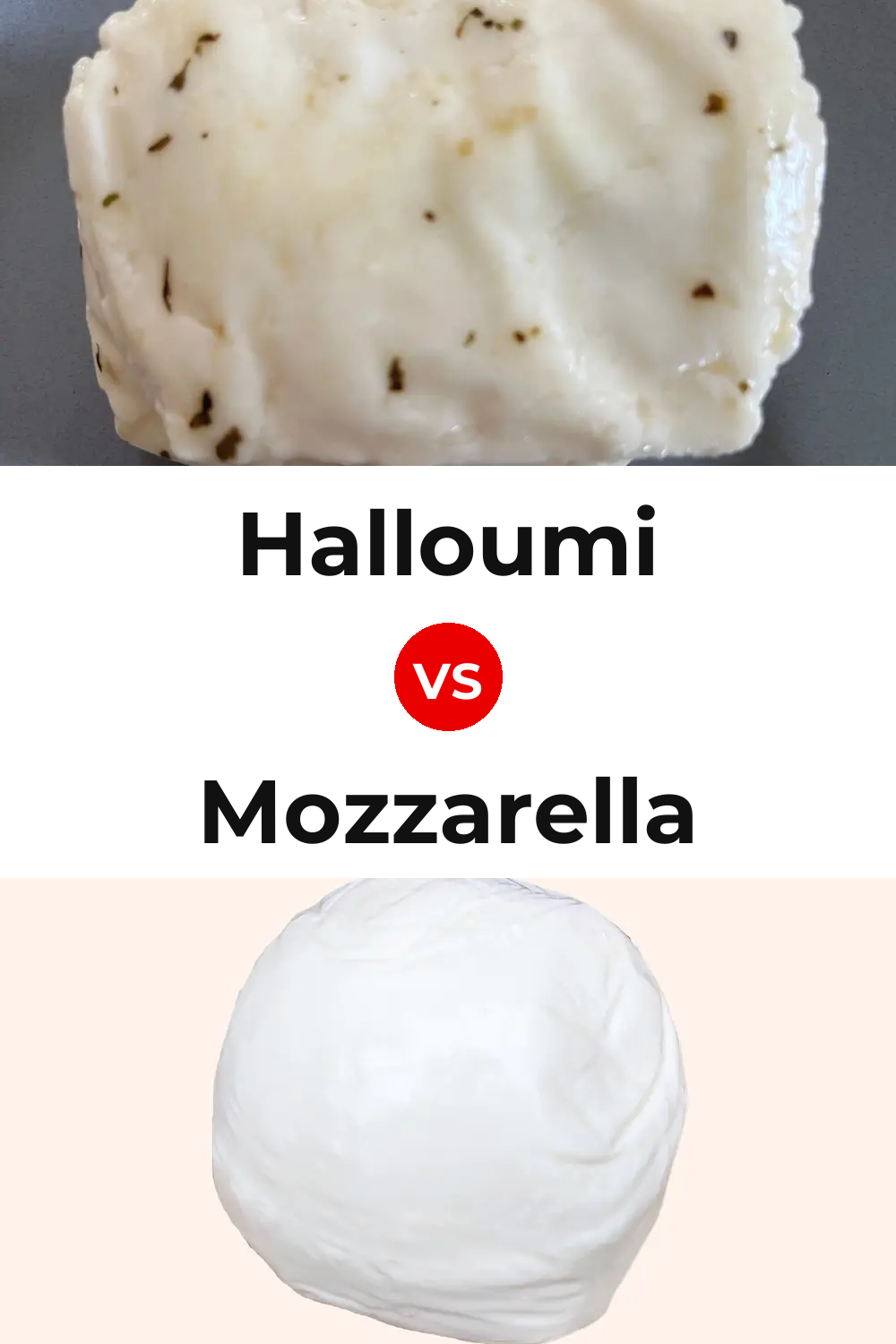 Halloumi Cheese vs Mozzarella Cheese Pinterest comparison