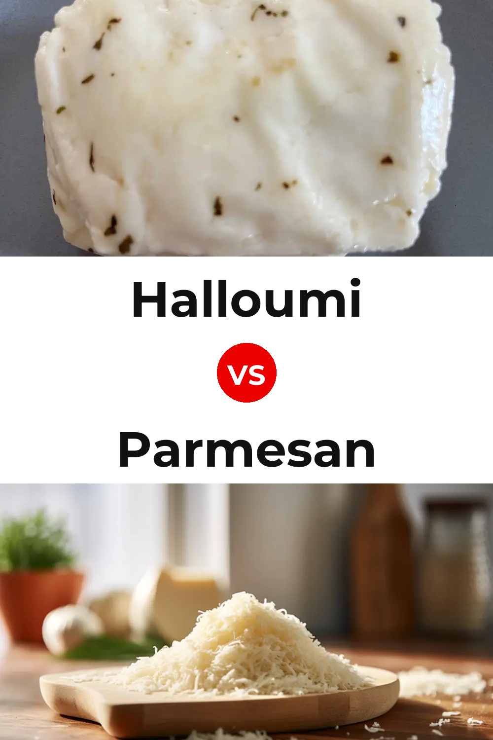 Halloumi Cheese vs Parmesan Cheese Pinterest comparison