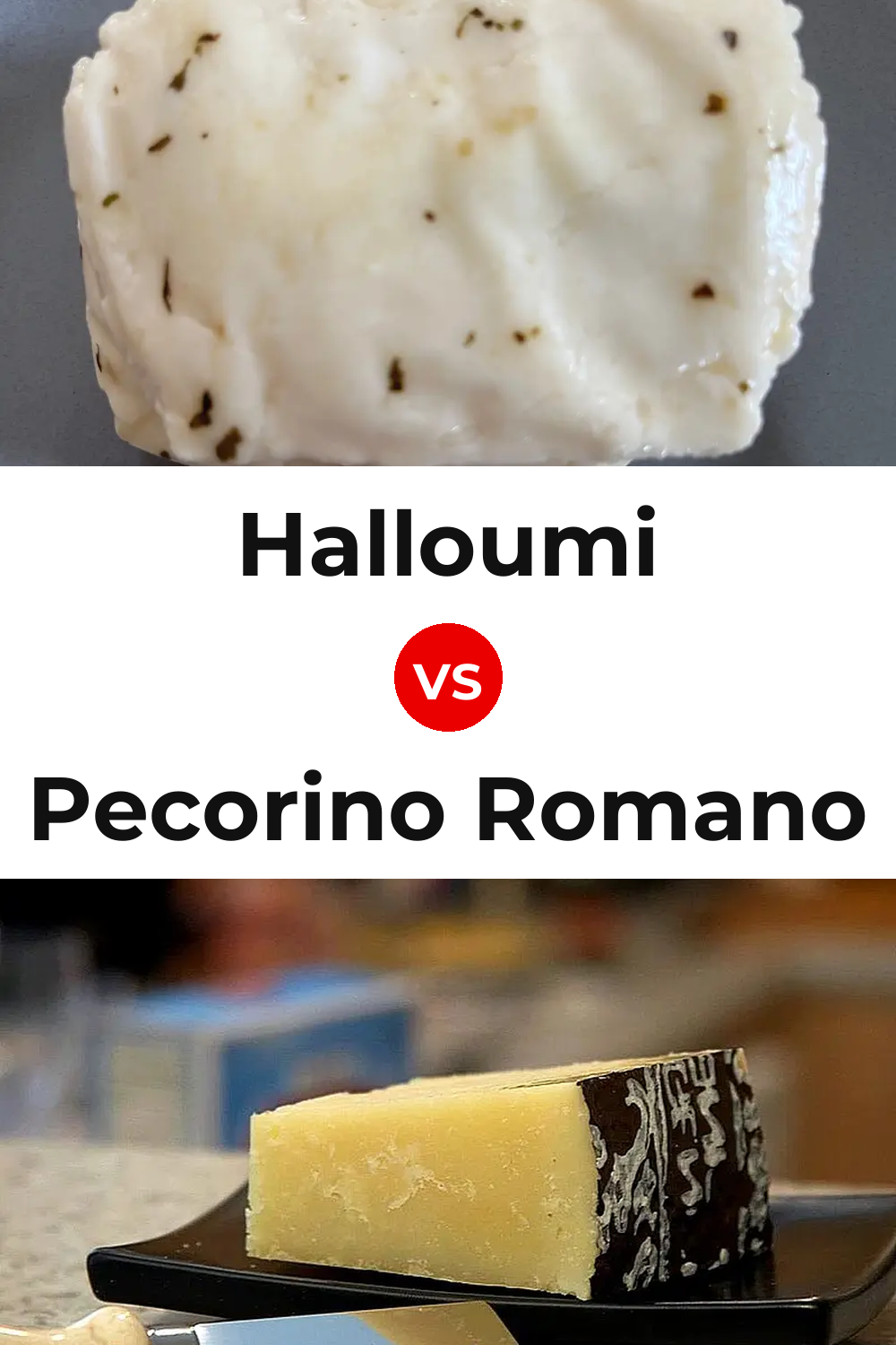 Halloumi Cheese vs Pecorino Romano Cheese Pinterest comparison
