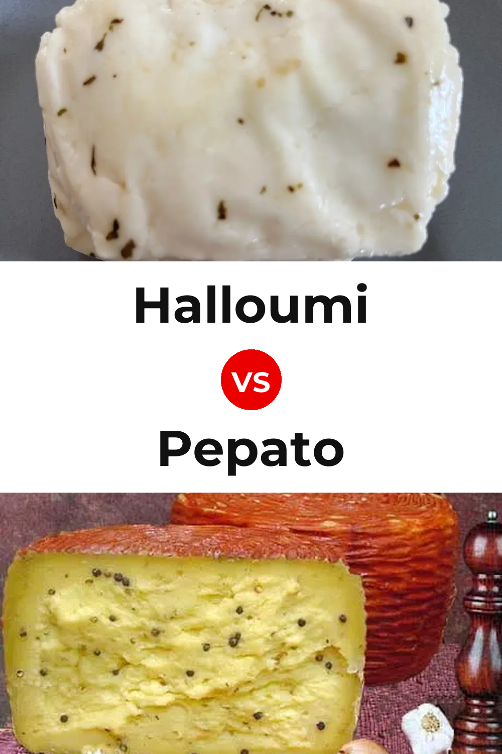 Halloumi Cheese vs Pepato Cheese Pinterest comparison
