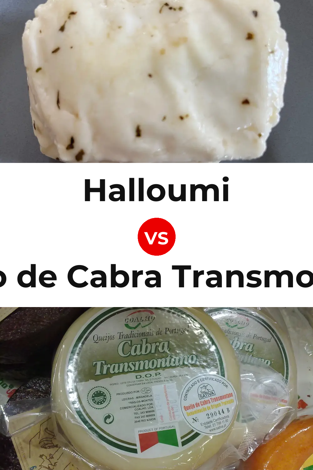 Halloumi Cheese vs Queijo de Cabra Transmontano Pinterest comparison