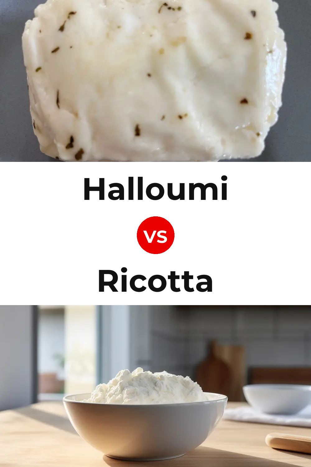 Halloumi Cheese vs Ricotta Cheese Pinterest comparison
