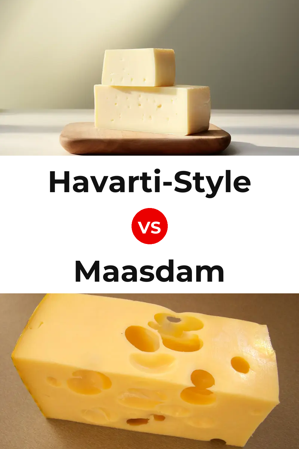 Havarti-Style Cheese vs Maasdam Cheese Pinterest comparison