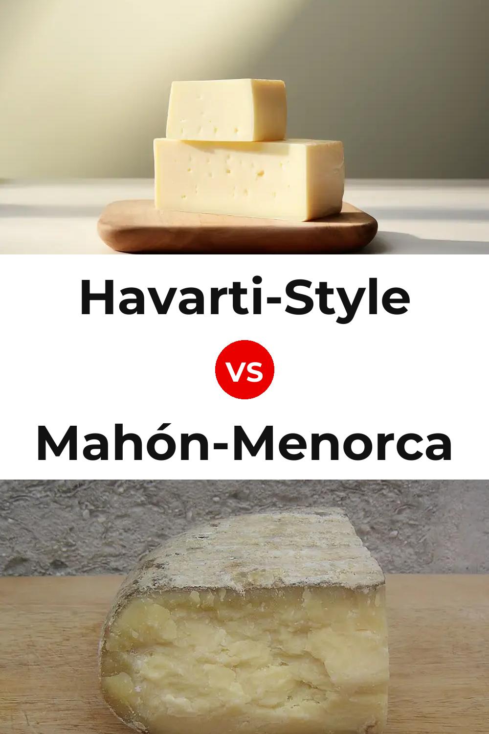 Havarti-Style Cheese vs Mahón-Menorca Cheese Pinterest comparison