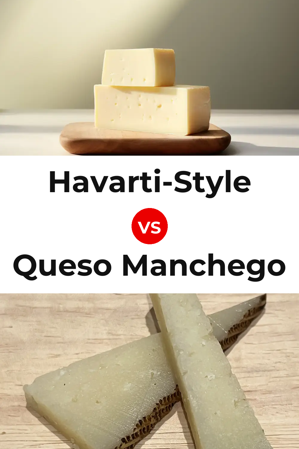Havarti-Style Cheese vs Queso Manchego Pinterest comparison