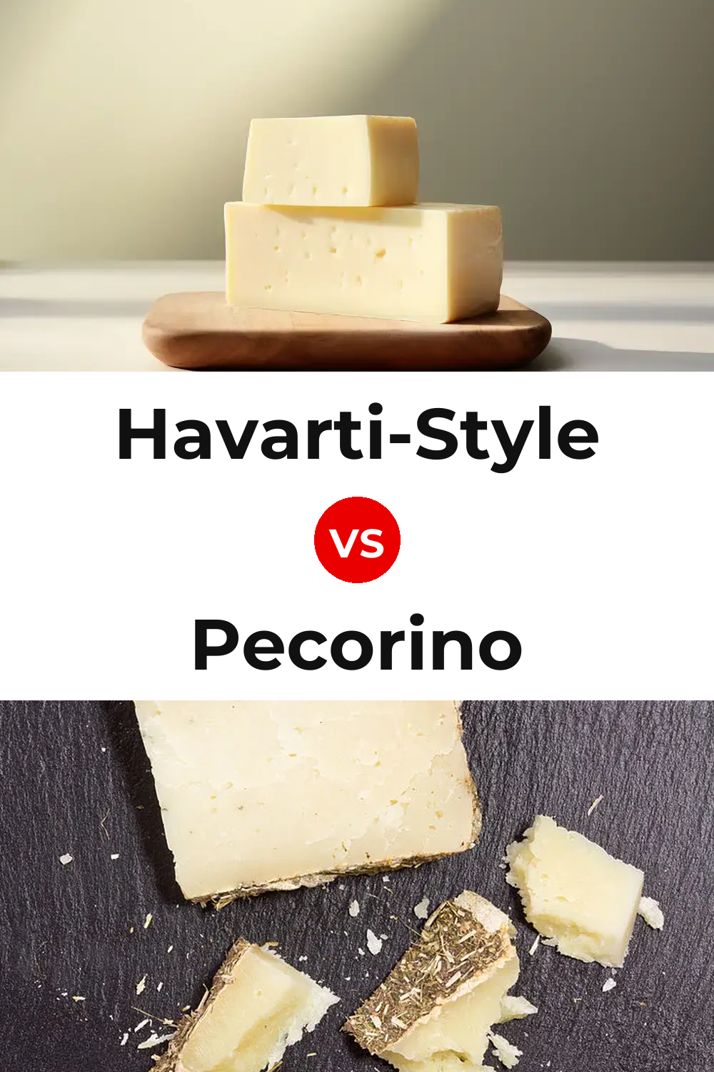 Havarti-Style Cheese vs Pecorino Cheese Pinterest comparison