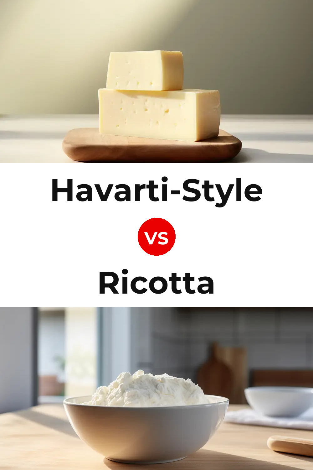 Havarti-Style Cheese vs Ricotta Cheese Pinterest comparison