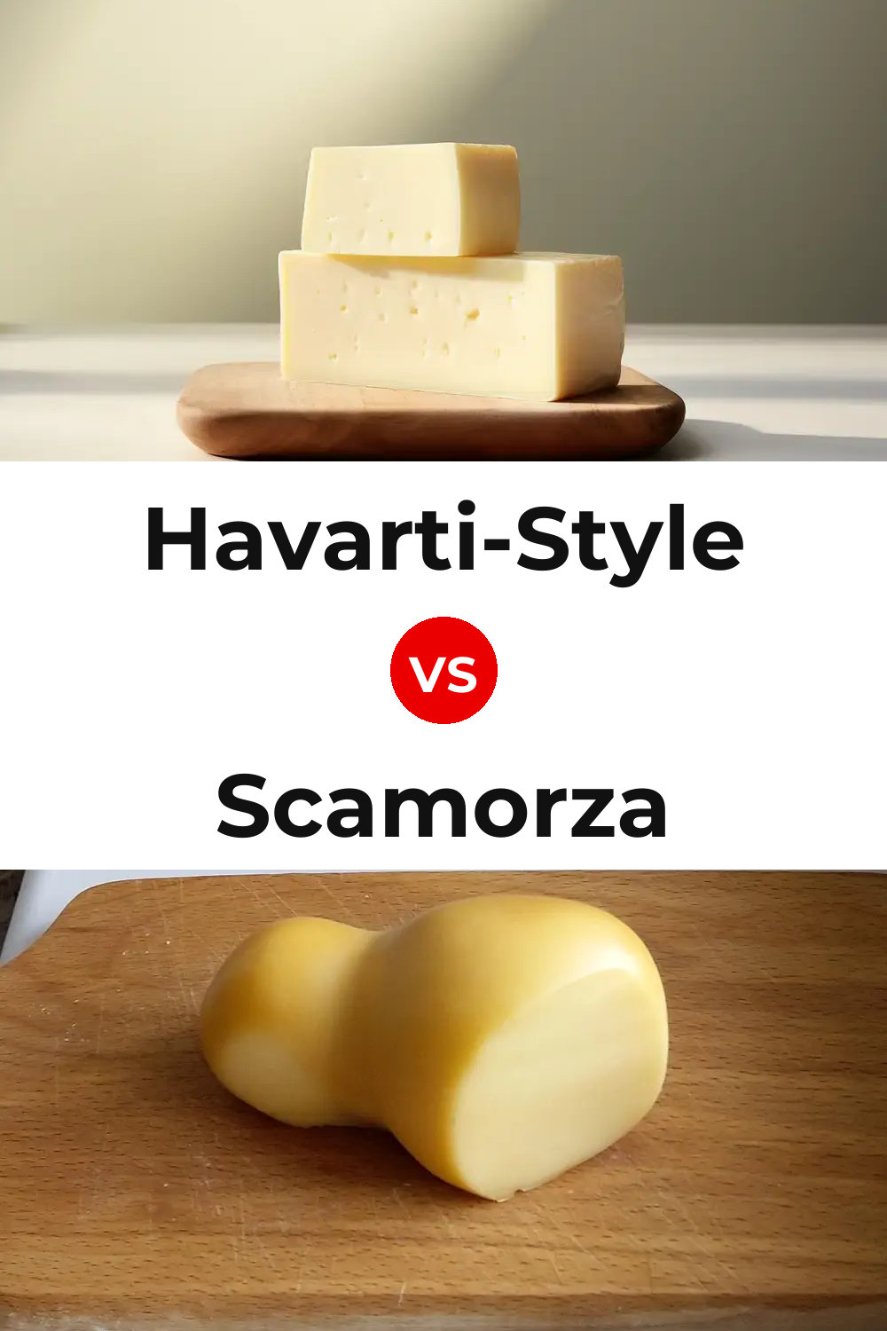 Havarti-Style Cheese vs Scamorza Cheese Pinterest comparison
