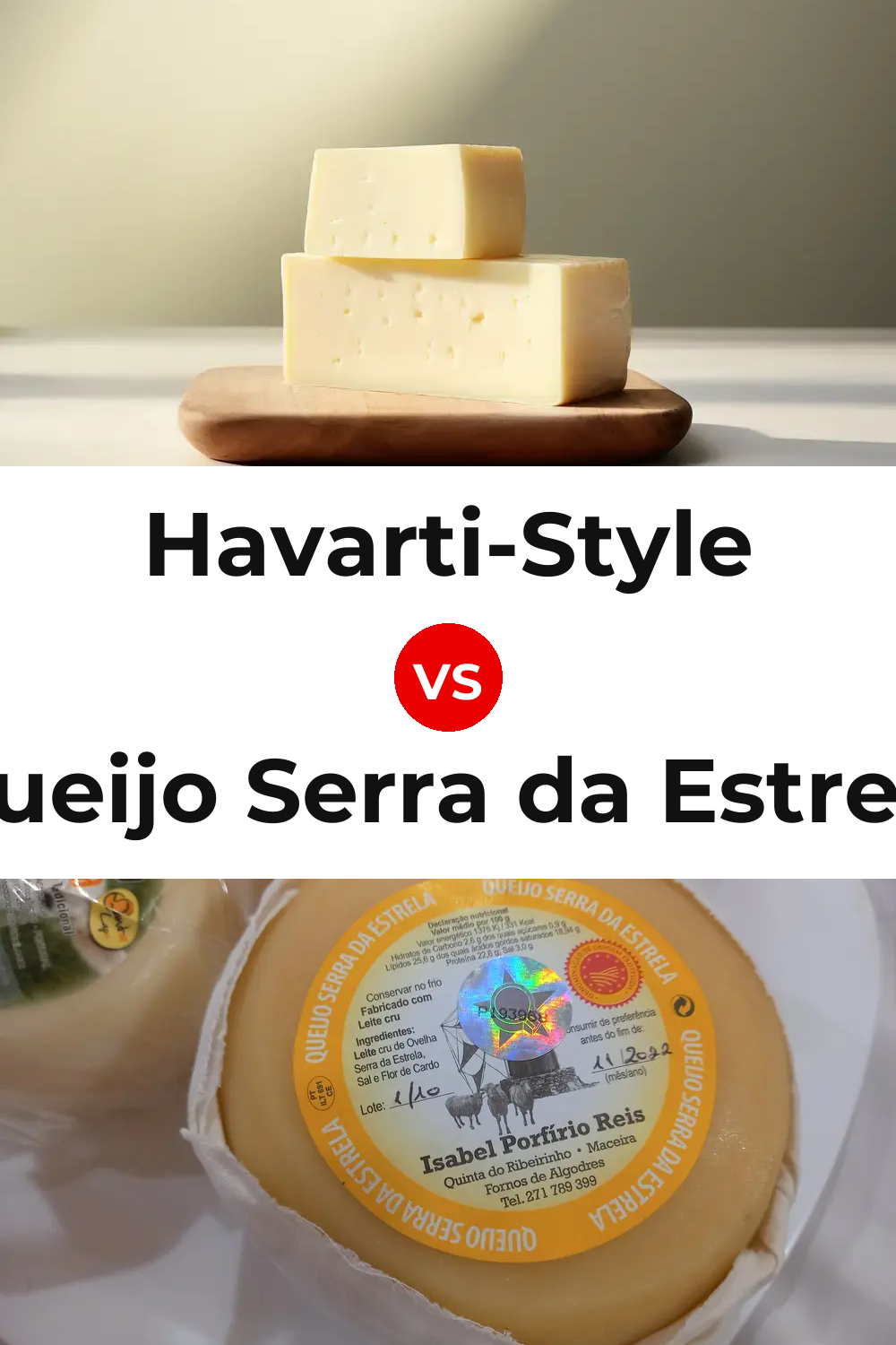 Havarti-Style Cheese vs Queijo Serra da Estrela Pinterest comparison