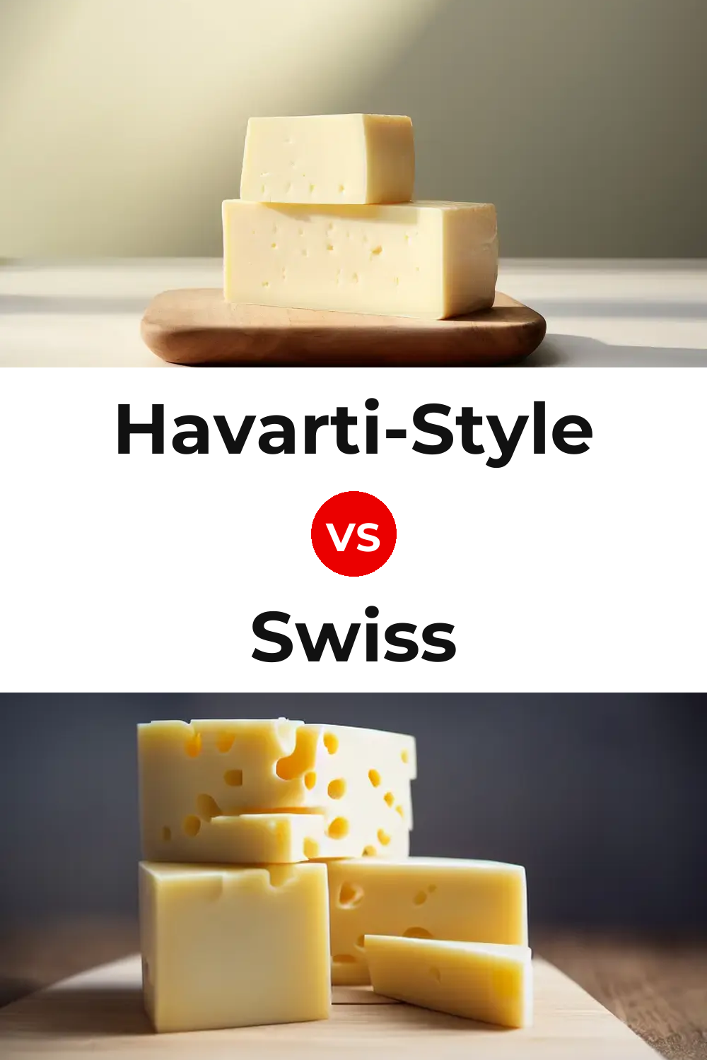 Havarti-Style Cheese vs Swiss Cheese Pinterest comparison