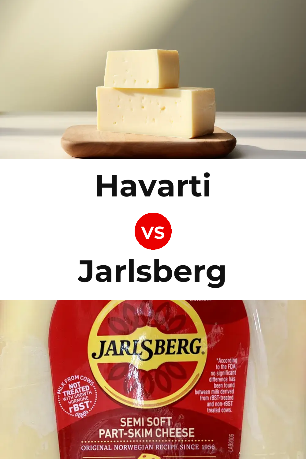 Havarti Cheese vs Jarlsberg Cheese Pinterest comparison