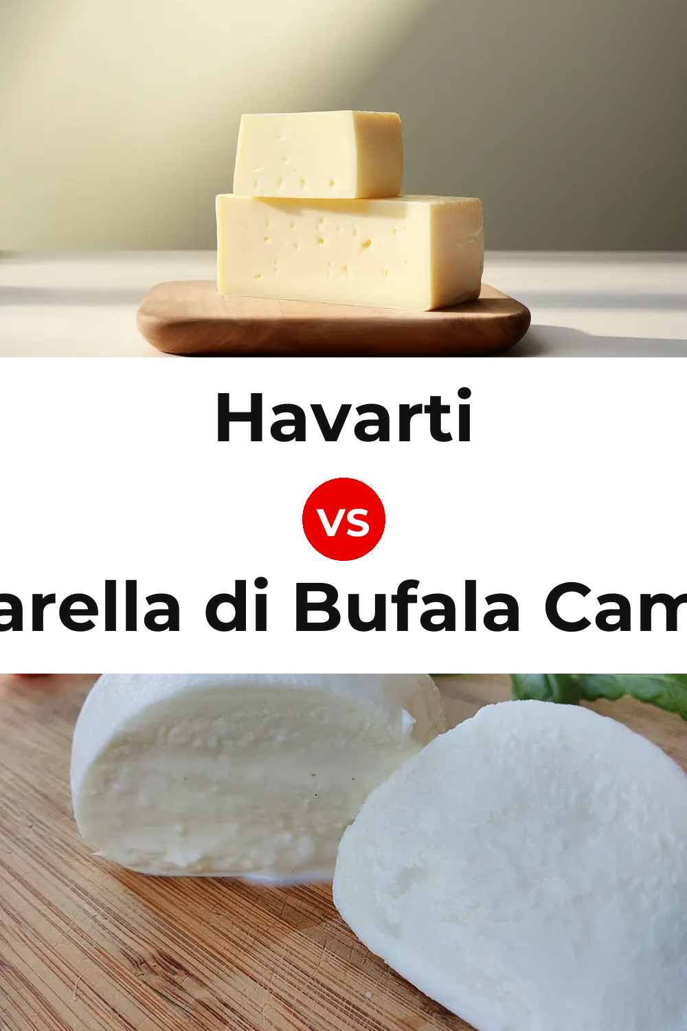 Havarti Cheese vs Mozzarella di Bufala Campana Cheese Pinterest comparison