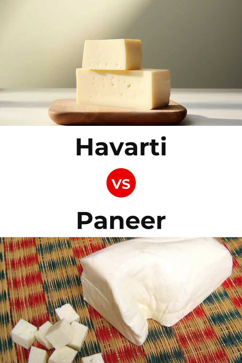 Havarti Cheese vs Paneer Cheese Pinterest comparison