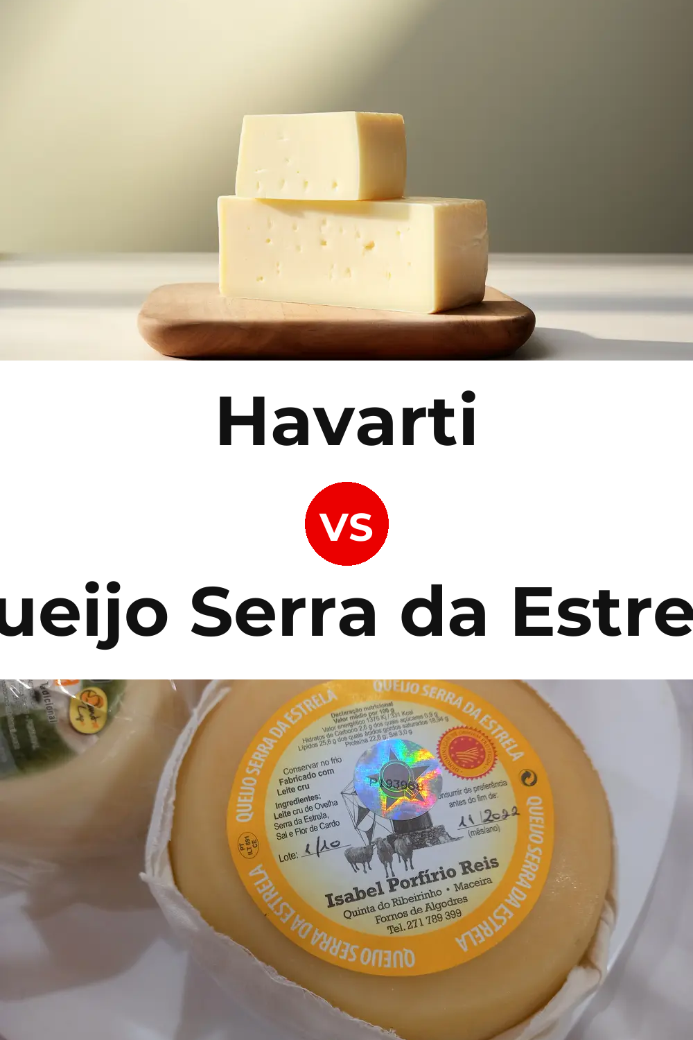 Havarti Cheese vs Queijo Serra da Estrela Pinterest comparison