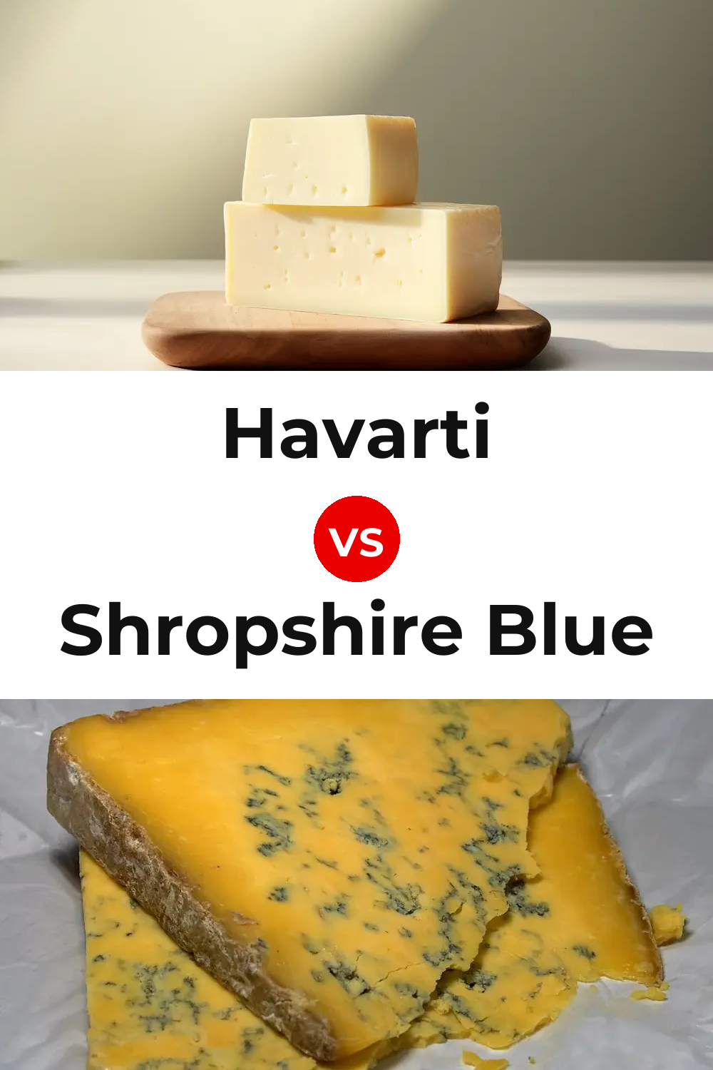 Havarti Cheese vs Shropshire Blue Cheese Pinterest comparison