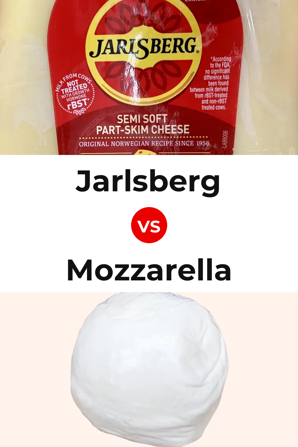 Jarlsberg Cheese vs Mozzarella Cheese Pinterest comparison