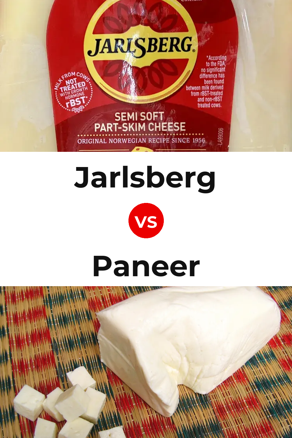 Jarlsberg Cheese vs Paneer Cheese Pinterest comparison