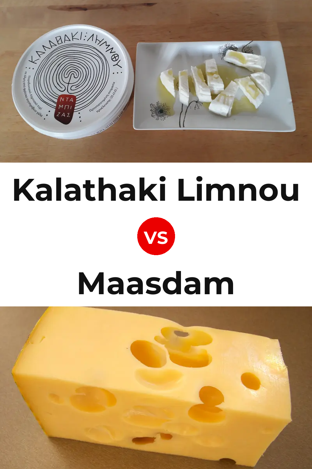 Kalathaki Limnou Cheese vs Maasdam Cheese Pinterest comparison