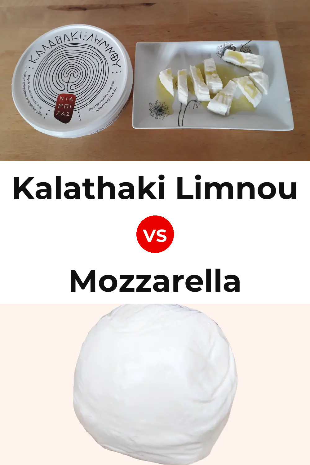 Kalathaki Limnou Cheese vs Mozzarella Cheese Pinterest comparison