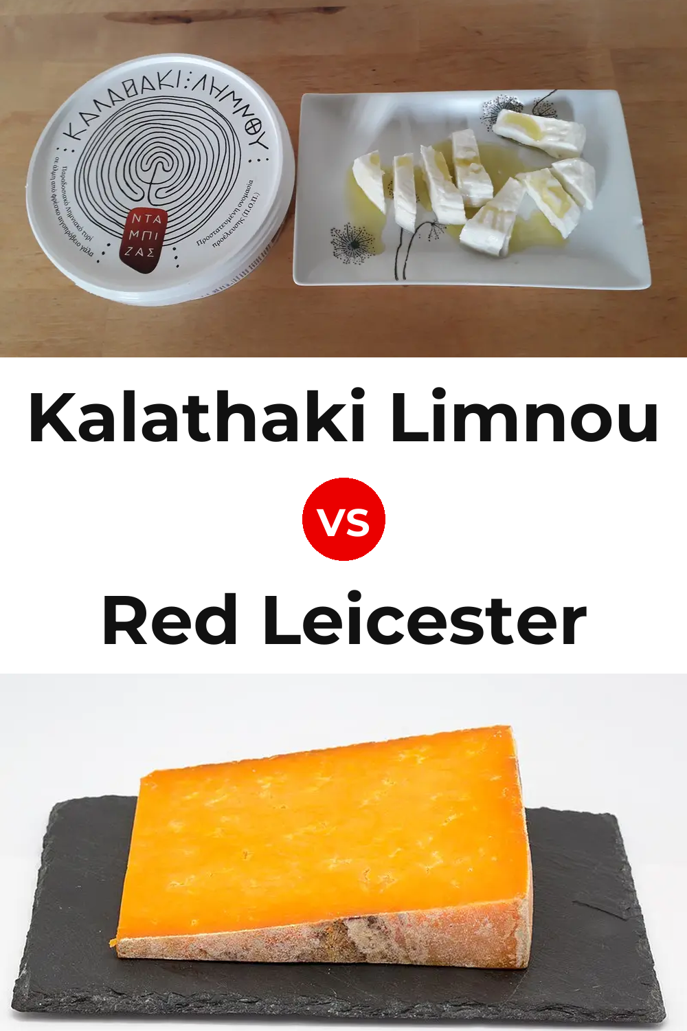 Kalathaki Limnou Cheese vs Red Leicester Cheese Pinterest comparison