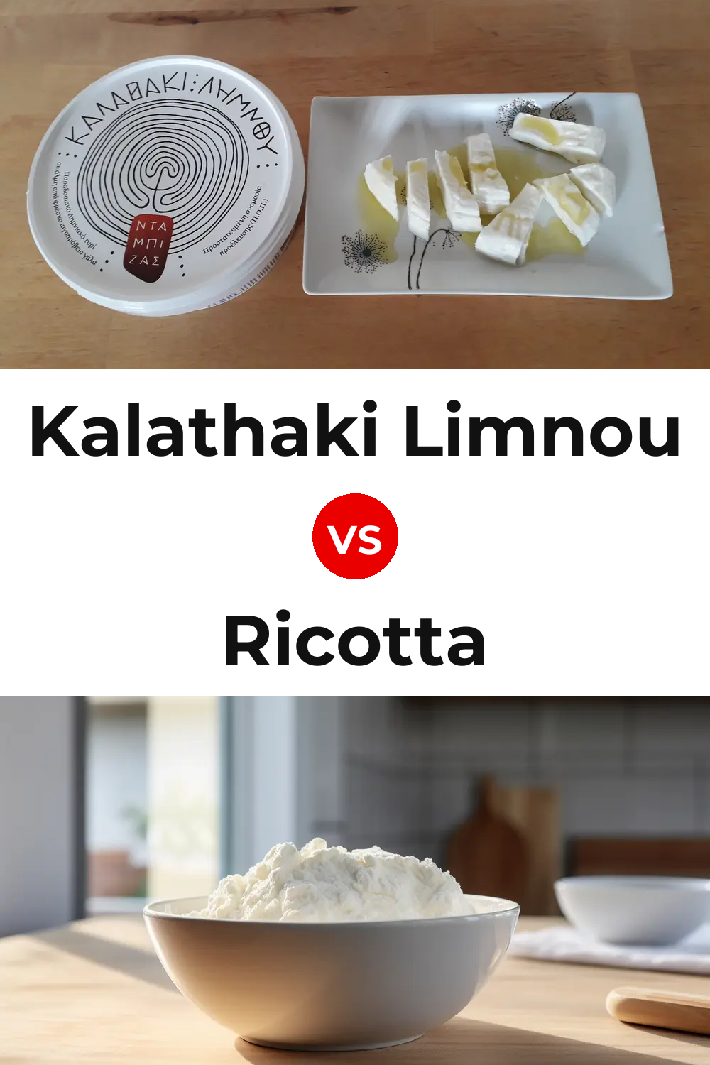 Kalathaki Limnou Cheese vs Ricotta Cheese Pinterest comparison