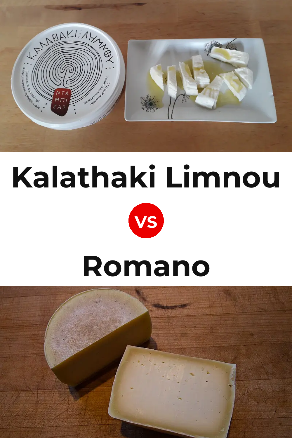 Kalathaki Limnou Cheese vs Romano Cheese Pinterest comparison