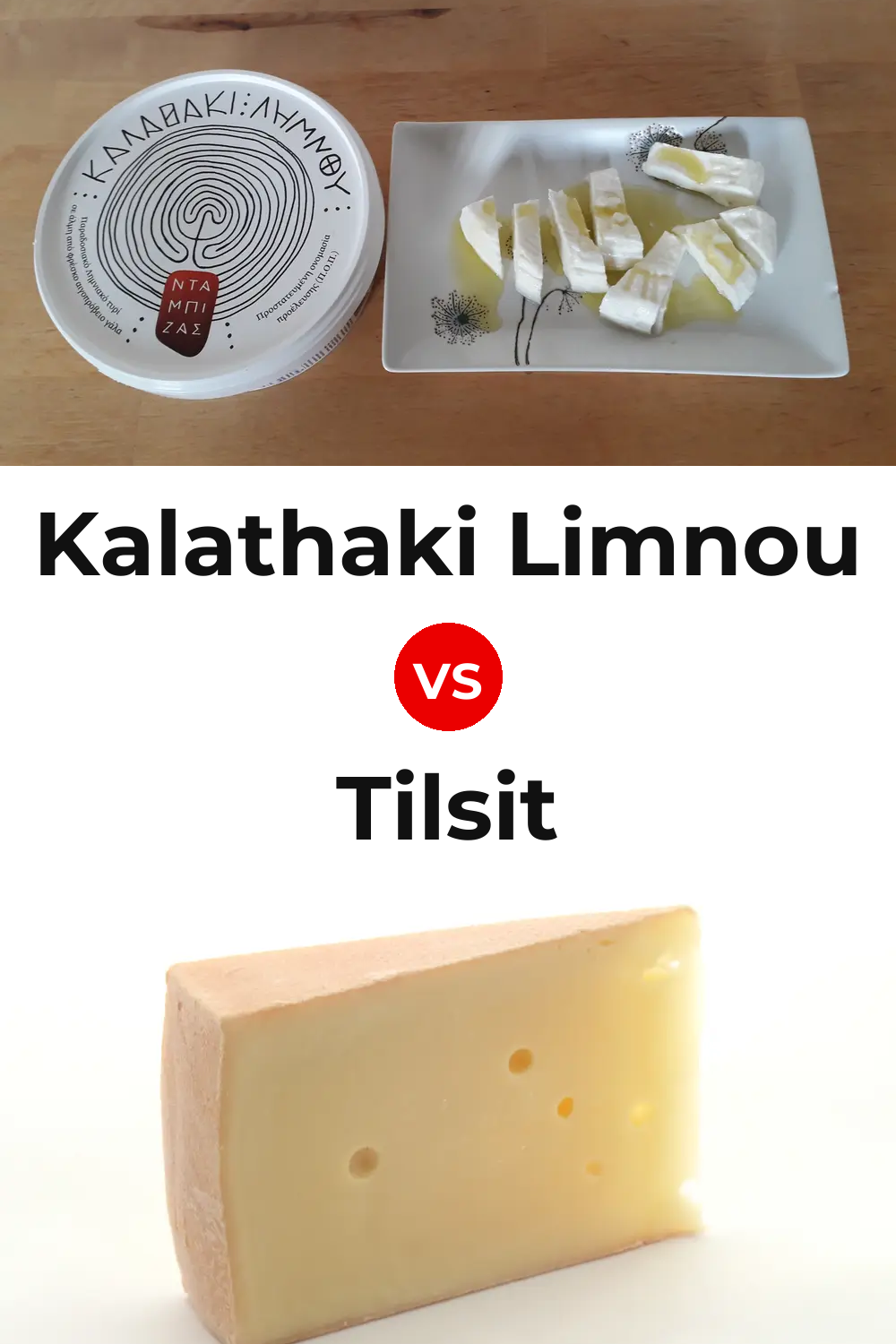 Kalathaki Limnou Cheese vs Tilsit Cheese Pinterest comparison