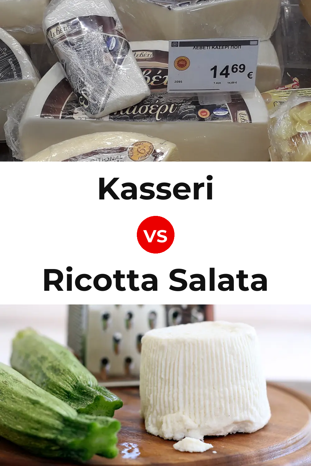 Kasseri Cheese vs Ricotta Salata Cheese Pinterest comparison