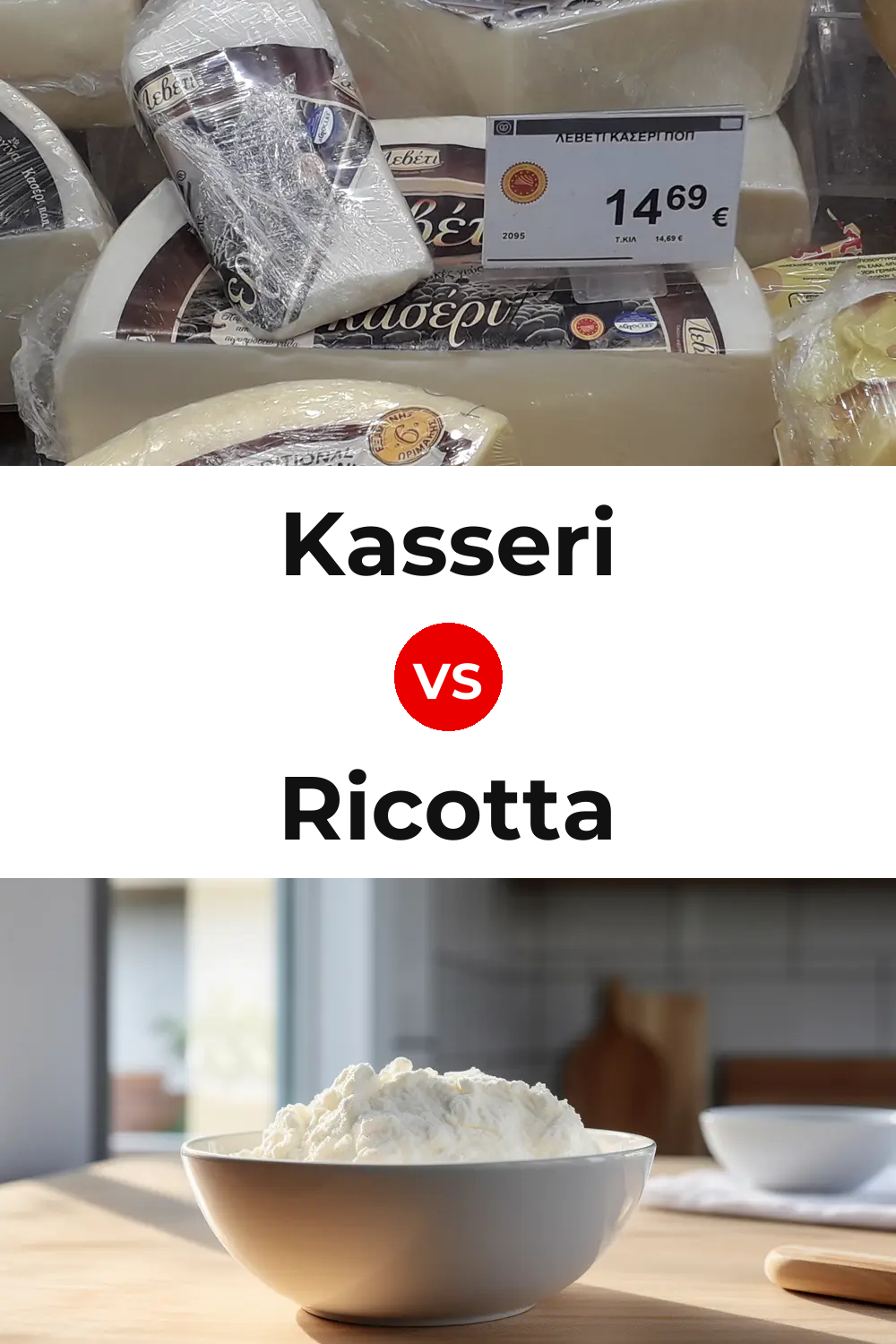 Kasseri Cheese vs Ricotta Cheese Pinterest comparison