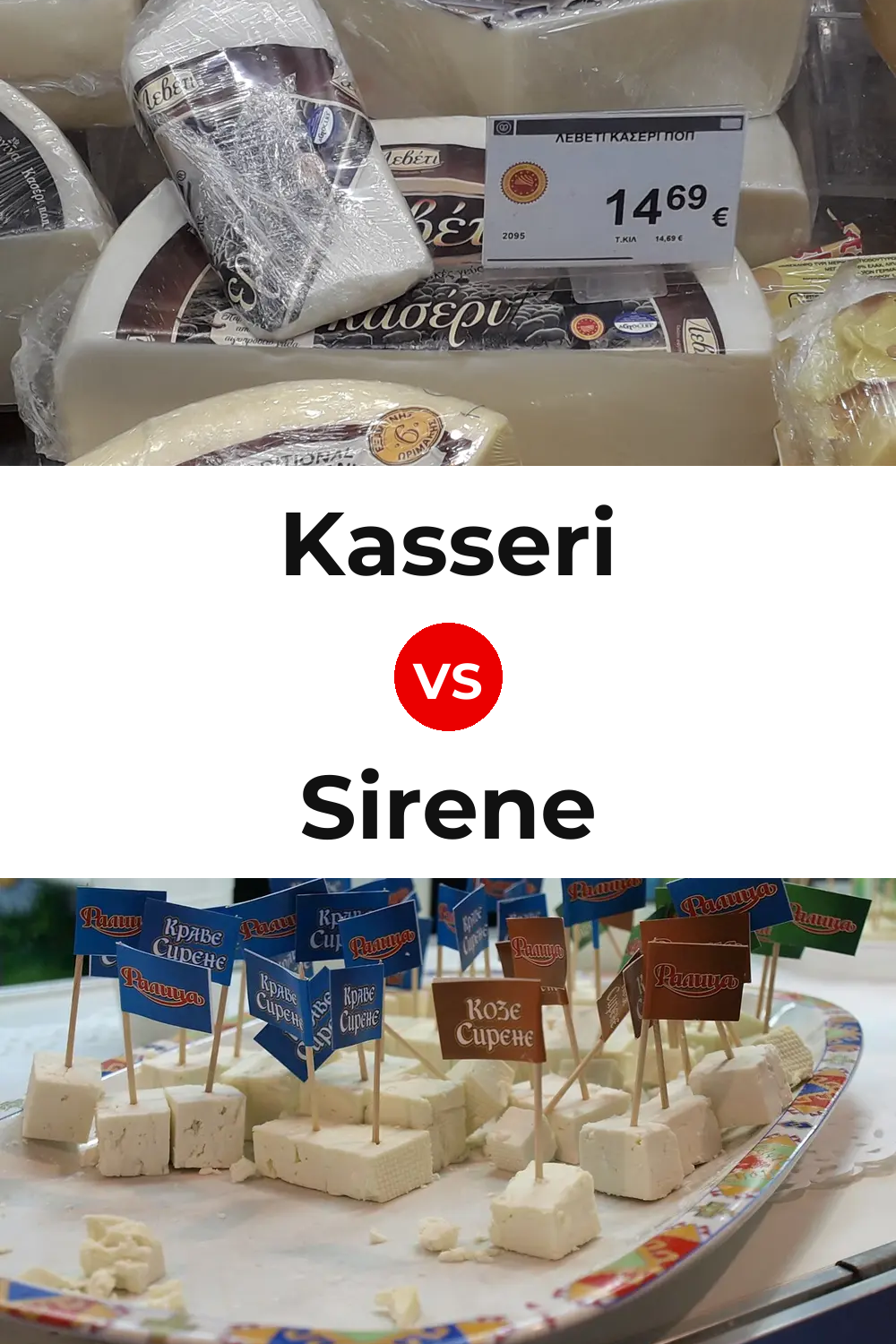 Kasseri Cheese vs Sirene Cheese Pinterest comparison