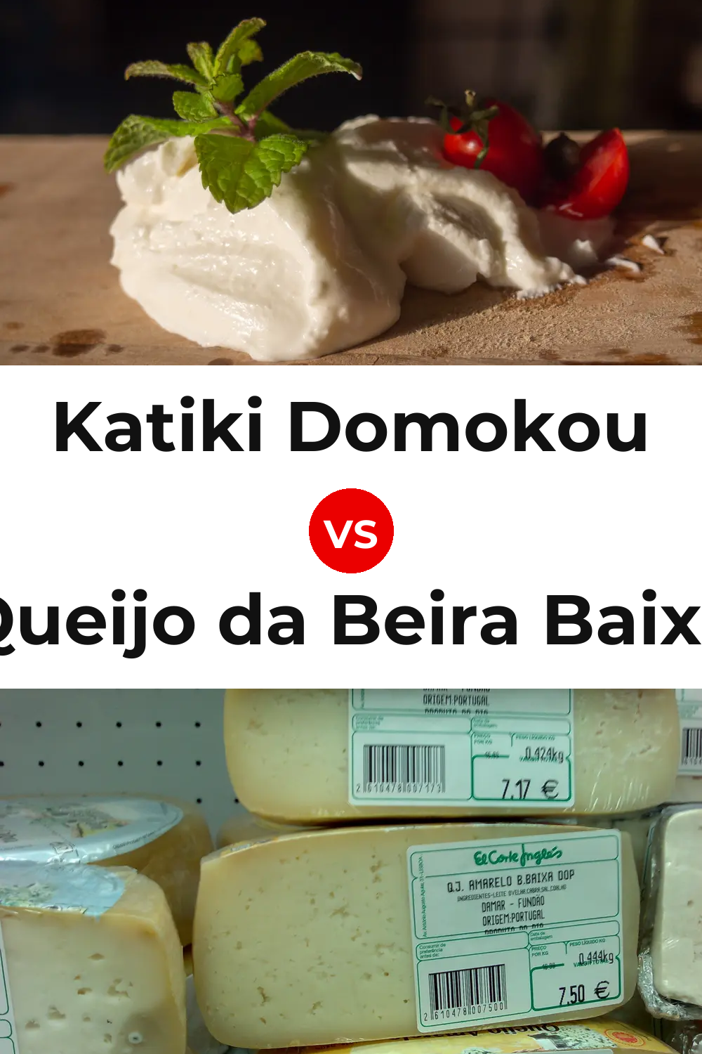 Katiki Domokou Cheese vs Queijo da Beira Baixa Pinterest comparison