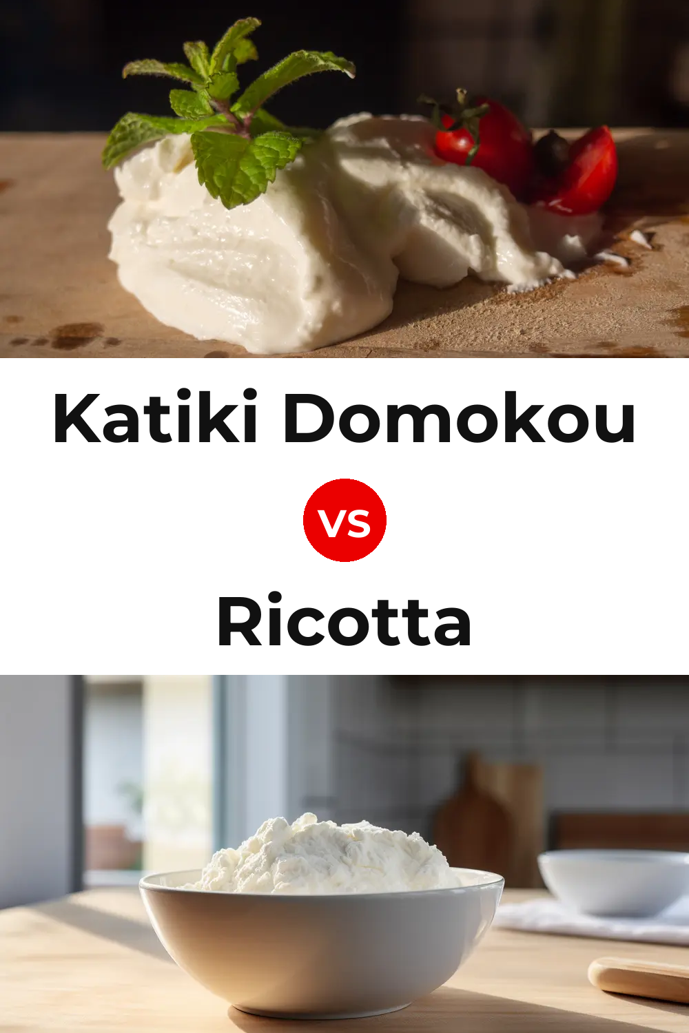Katiki Domokou Cheese vs Ricotta Cheese Pinterest comparison